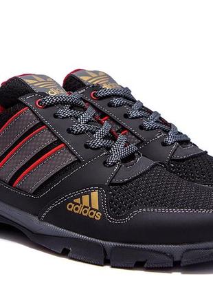 Чоловічі літні кросівки сітка adidas tech flex black, кеди текстильні повсякденні чорні. чоловіче взуття2 фото