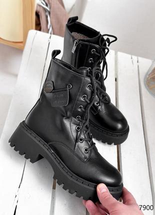 Распродажа натуральные кожаные зимние черные ботинки - берцы 40р.2 фото