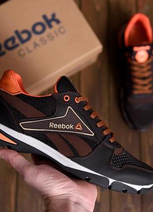 Мужские летние кроссовки сетка reebok (рибок) street style brown, туфли, кеды коричневые, летняя мужская обувь10 фото