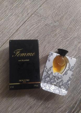 Винтажный парфюм femme rochas,  edt, оригинал, винтаж, редкость, миниатюрка, vintage1 фото