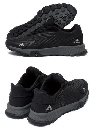 Мужские кожаные кроссовки adidas (адидас) originals ozelia black, кеды мужские черные. мужская обувь1 фото