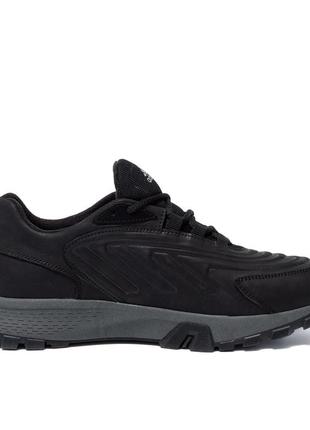 Мужские кожаные кроссовки adidas (адидас) originals ozelia black, кеды мужские черные. мужская обувь4 фото