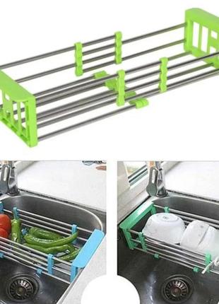 Многофункциональная складная кухонная полка kitchen drain shelf rack от 33см до 48см5 фото