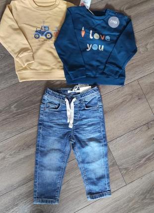 Нові джинси та 2 світшота (светрик, светр, джемпер) на хлопчика розмір 86 (1-15 років)1 фото