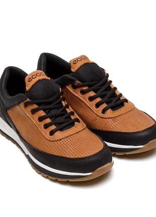Мужские кожаные летние кроссовки, перфорация e-series classic brown, туфли, кеды коричневые, мужская обувь2 фото