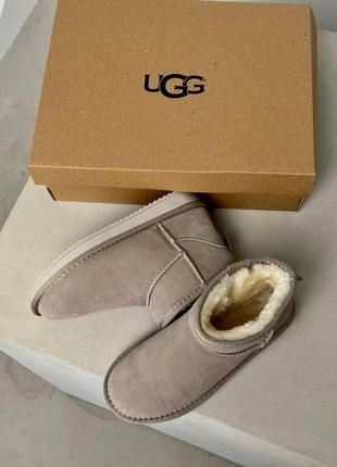 Женские теплые зимние замшевые сапоги ugg mini, женские зимние сапожки, ботинки бежевые угги. женская обувь9 фото