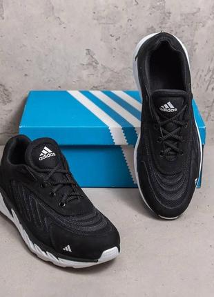 Мужские летние кроссовки сетка adidas (адидас) originals ozelia black, текстильные кеды черные, мужская обувь9 фото