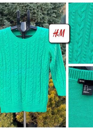 H&m стильний в’язаний/ коси светр кофта фуксія альпака акріл віскоза s