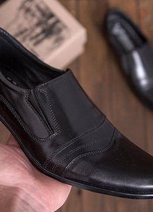 Мужские  кожаные туфли ava de lux, черные мужские демисезонные повседневные. мужская обувь7 фото