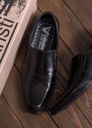 Мужские  кожаные туфли ava de lux, черные мужские демисезонные повседневные. мужская обувь8 фото