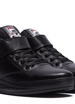 Чоловічі шкіряні зимові черевики fila black, чоботи, кросівки зимові чорні, спортивні черевики. чоловіче взуття1 фото