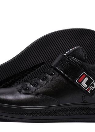 Мужские зимние кожаные ботинки fila black, сапоги, кроссовки зимние черные, спортивные ботинки. мужская обувь5 фото