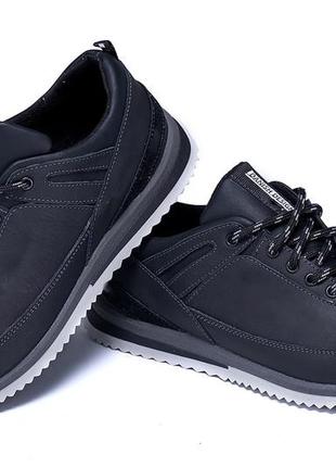 Мужские кожаные кроссовки   е-series danish desing, спортивные мужские кожаные туфли черные, кеды повседневные