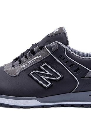 Мужские кожаные кроссовки nb clasic black, мужские спортивные туфли черные, кеды повседневные. мужская обувь3 фото
