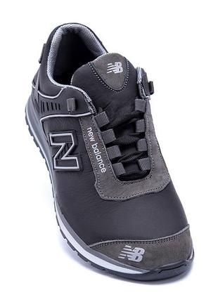 Мужские кожаные кроссовки nb clasic black, мужские спортивные туфли черные, кеды повседневные. мужская обувь4 фото