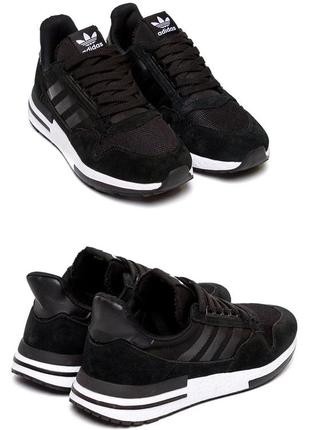 Мужские кроссовки сетка adidas (адидас) black, мужские туфли текстильные, кеды черные, мужская обувь1 фото