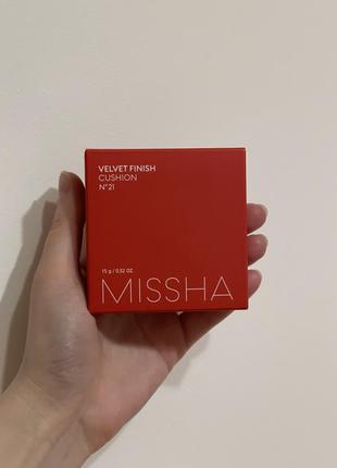 Тональный кушон missha velvet finish cushion No21 spf50+ pa++++