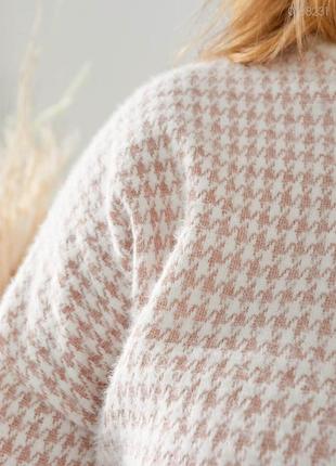 Костюм - двойка женский брючный, свитер, брюки - палаццо, трикотажный, батал, розовый5 фото