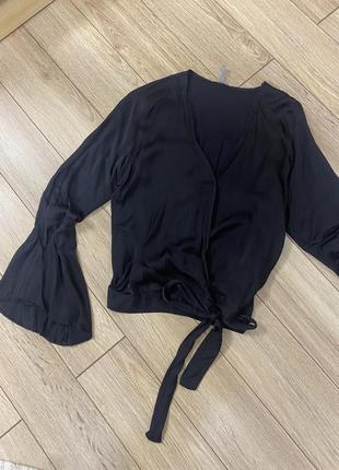 Блуза на запах черная шелковая вискозная от intimissimi2 фото