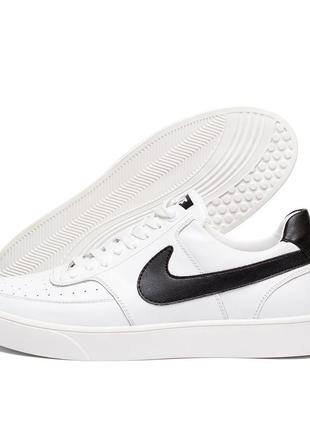 Мужские кожаные кроссовки nike (найк) white leather, мужские туфли, кеды белые повседневные. мужская обувь2 фото