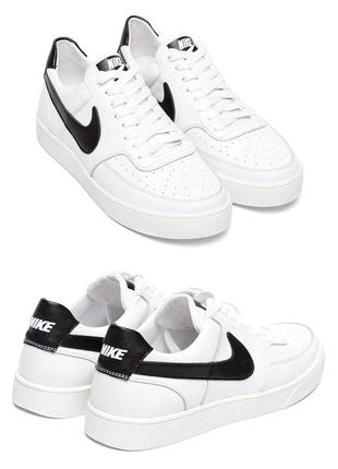 Мужские кожаные кроссовки nike (найк) white leather, мужские туфли, кеды белые повседневные. мужская обувь1 фото