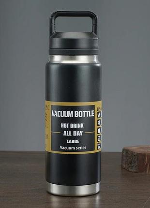 Термобутылка для воды 800 мл, вакуумная бутылка из нержавеющей стали с крышкой, термос с ручкой