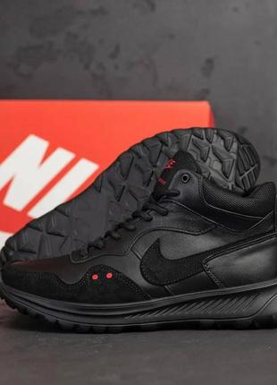 Чоловічі зимові шкіряні кросівки nike venture runner black, чоловічі спортивні черевики чорні. чоловіче взуття8 фото