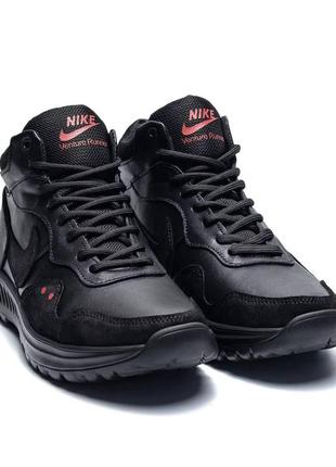 Чоловічі зимові шкіряні кросівки nike venture runner black, чоловічі спортивні черевики чорні. чоловіче взуття2 фото