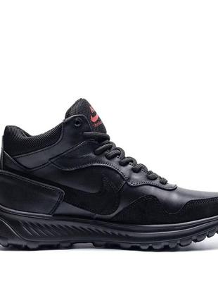Чоловічі зимові шкіряні кросівки nike venture runner black, чоловічі спортивні черевики чорні. чоловіче взуття5 фото