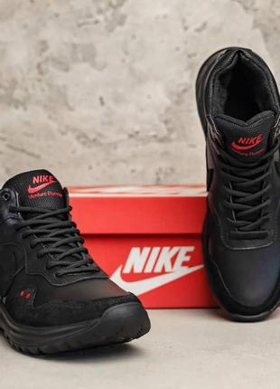 Чоловічі зимові шкіряні кросівки nike venture runner black, чоловічі спортивні черевики чорні. чоловіче взуття7 фото