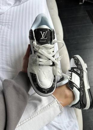 Жіночі кросівки louis vuitton trainer sneaker white / black луі вітон сникерси кеди2 фото