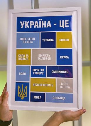Постер в рамке a3 україна - це...