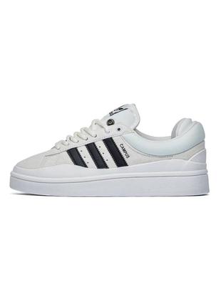 Кросівки жіночі білі замшеві adidas color campus bad banny white