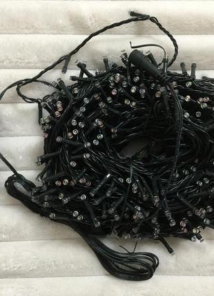 Сказочная разноцветная гирлянда 50 м / 500 led на зеленой проволоке