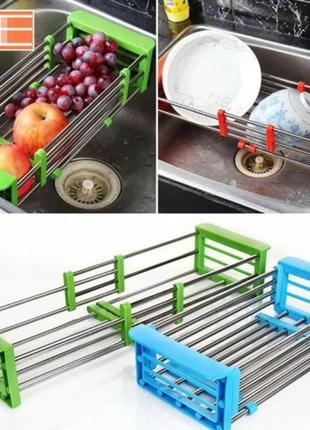Многофункциональная складная кухонная полка kitchen drain shelf rack от 33см до 48см1 фото