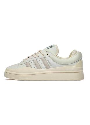 Кросівки жіночі бежеві замшеві adidas color campus bad banny lactic