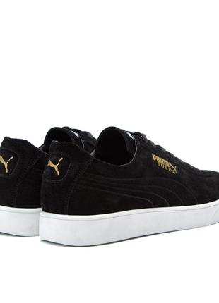 Мужские кожаные кроссовки puma (пума) smash suede black, туфли черные, кеды повседневные. мужская обувь5 фото