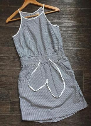 Стильное котоновое платье в полоску размер с