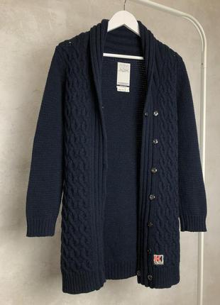 Шерстяной вязаный кардиган helly hansen размер s-xs шерстяной теплый свитер кофта крупная вязка6 фото