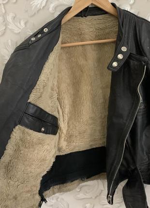 Винтажная теплая кожаная куртка байкерская косуха schott alpha avirex4 фото