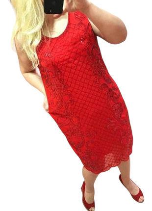 Шикарное красное мини платье декоративное бисером2 фото