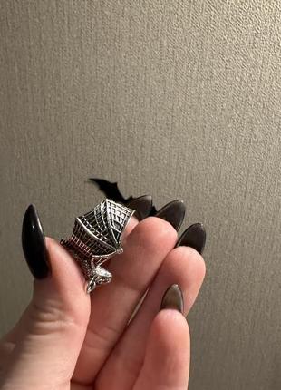 Готчное серебряное кольцо летучая мышь винтаж стиль готика3 фото