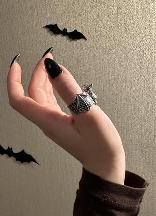 Готчное серебряное кольцо летучая мышь винтаж стиль готика2 фото