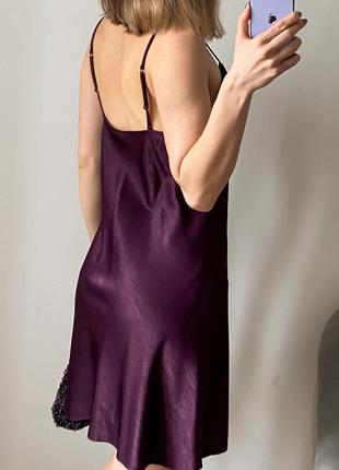 Сатиновое платье комбинация фиолетовая6 фото