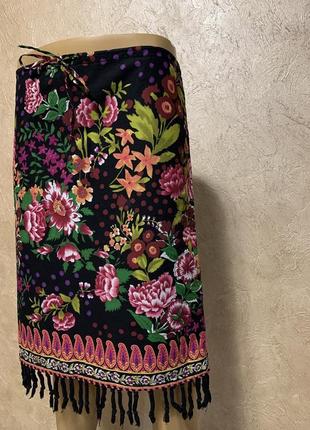 Max@co невероятная брендовая юбка в цветочный принт с бахромой8 фото