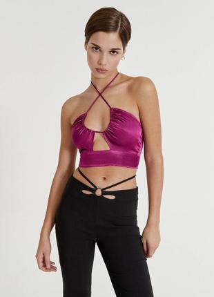 Стильний кроп-топ/топ/майка під сатин pull&bear, на р. м 💔