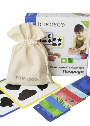 Деревянный детский развивающий набор игрушка igroteco "сенсорный мешочек с фигурами" 8 штук 9005905 фото