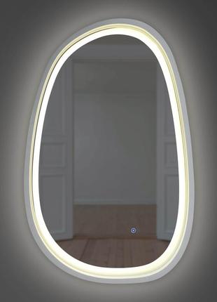 Зеркало асимметричное с led-подсветкой и сенсором luxury wood dali 50х80 см ясень снежно-белый
