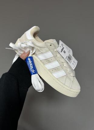Жіночі кросівки adidas campus "light beige/white" premium 🧡
