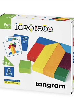 Дерев'яний дитячий набір igroteco "головоломка танграм" 8 штук 900446